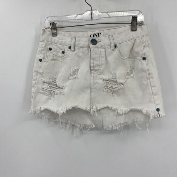 One Teaspoon White Distressed Skirt 26 - Picture 1 of 11